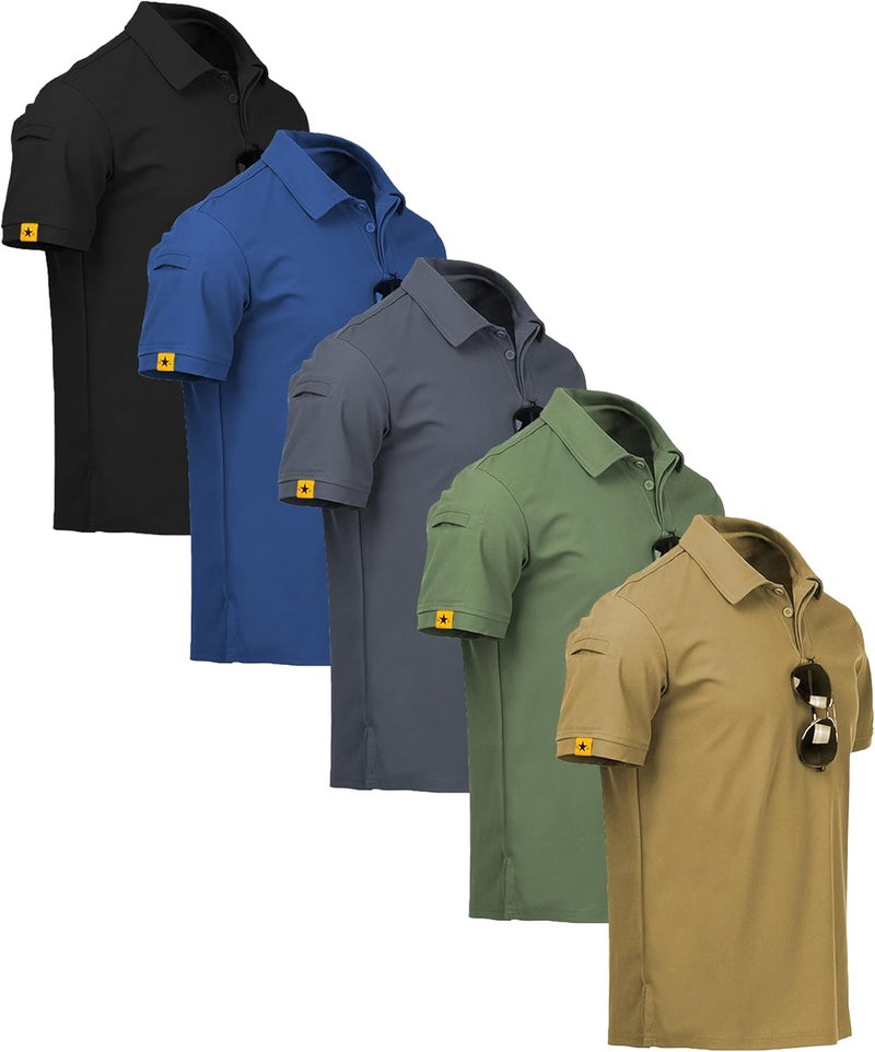 SCODI 5 Pack Mens Polo Shirts Short Sleeve Athletic Golf Polo Shirt for Men Casual Collared Summer Multipack T-Shirts - Image 1